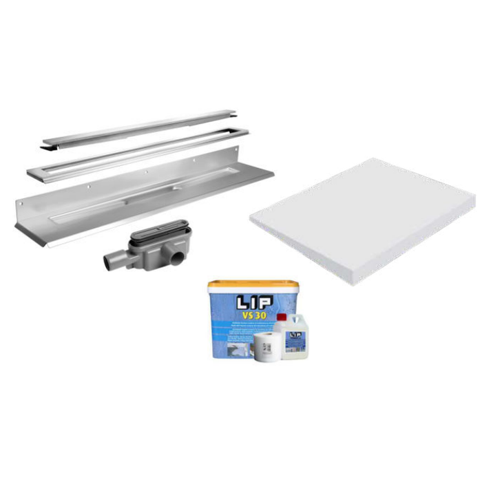 UniSlope 1K Short Linear Drain HighLine Panel & 15mm Framed Wetroom Kit
