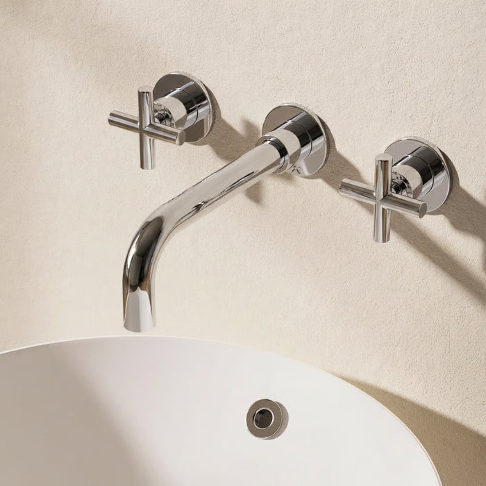 Crosswater MPRO Crosshead 3 Hole Wall Mounted Basin Mixer Tap