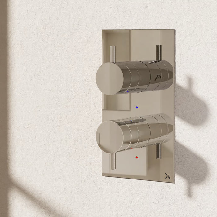 Crosswater MPRO 2 Outlet 2 Handle Portrait Thermostatic Bath Concealed Shower Valve With 2 Way Diverter