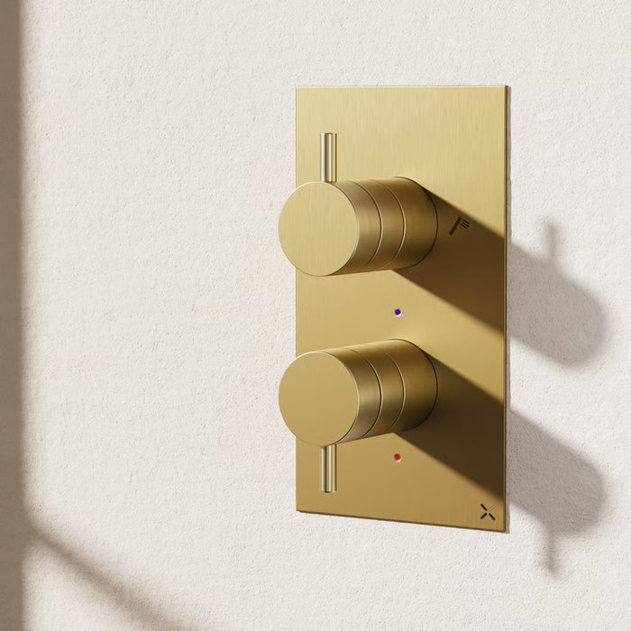Crosswater MPRO 2 Outlet 2 Handle Portrait Thermostatic Bath Concealed Shower Valve With 2 Way Diverter