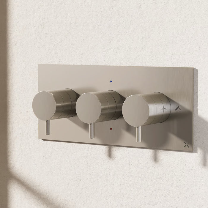 Crosswater MPRO 2 Outlet 3 Handle Landscape Concealed Thermostatic Shower Valve