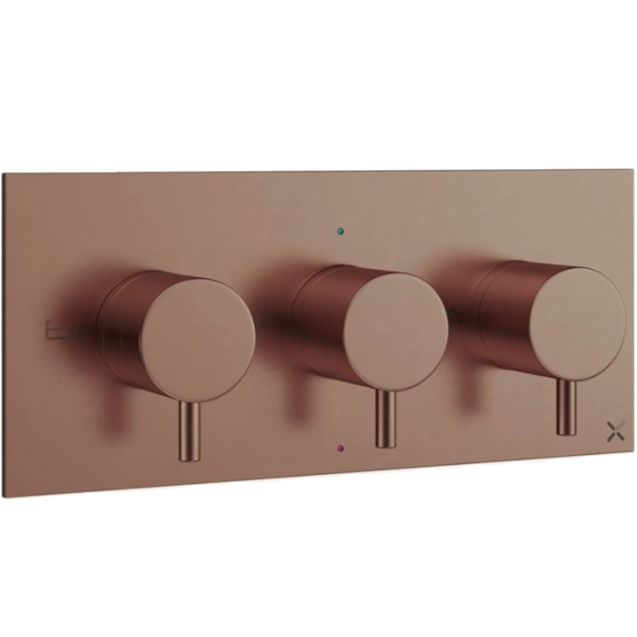 Crosswater MPRO 3 Outlet 3 Handle Landscape Concealed Thermostatic Shower Valve With 3 Way Diverter