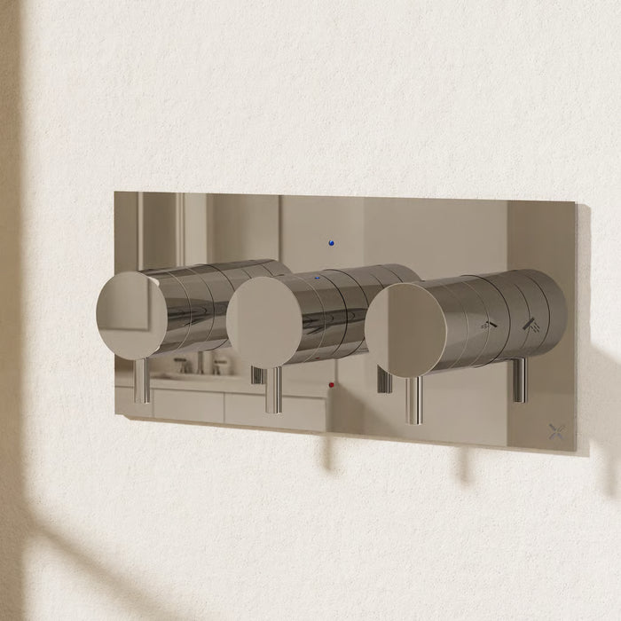 Crosswater MPRO 3 Outlet 3 Handle Landscape Concealed Thermostatic Shower Valve With 3 Way Diverter
