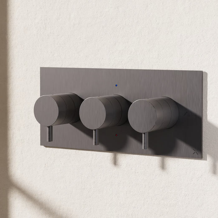 Crosswater MPRO 3 Outlet 3 Handle Landscape Concealed Thermostatic Shower Valve With 3 Way Diverter