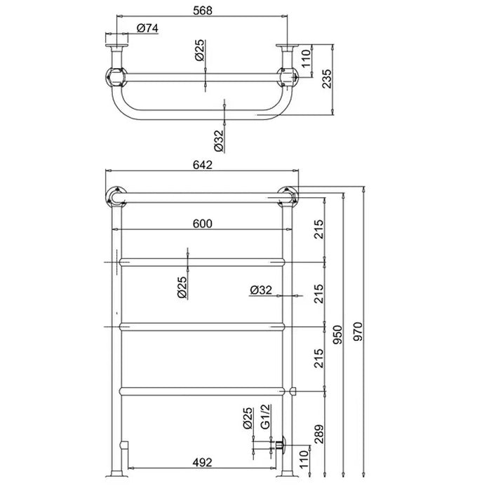 Burlington Berkeley Traditional Towel Radiator - 950mm x 642mm