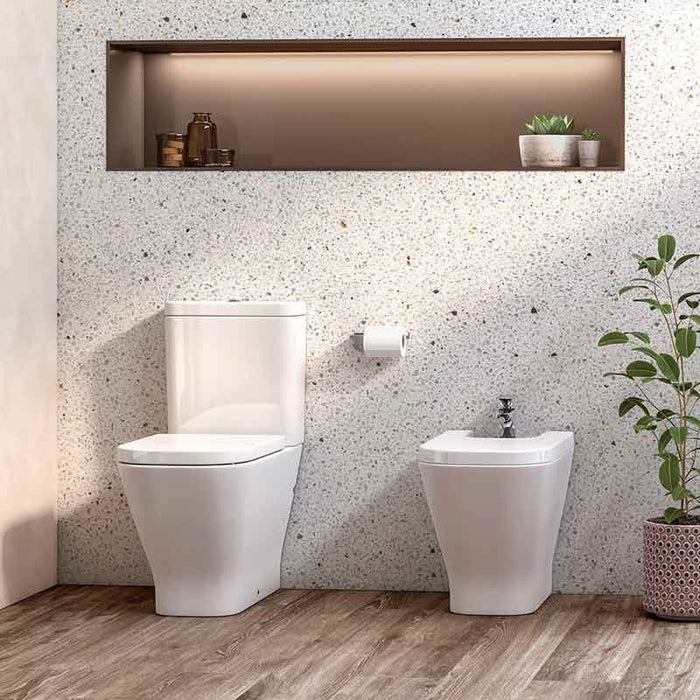Roca The Gap Square Rimless Comfort Height Close Coupled Toilet with Soft Close Seat and Cistern