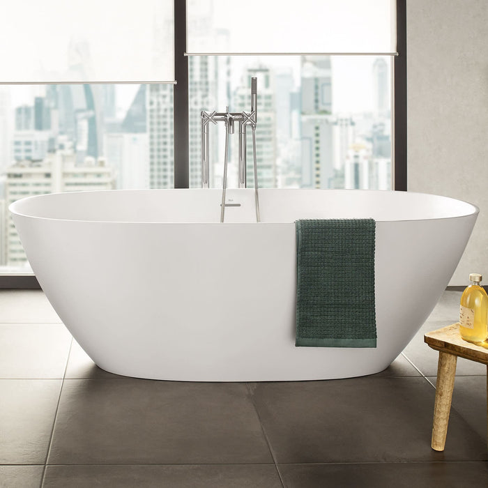 Roca Ariane Oval Stonex Freestanding Bath with Click Clack Waste & Trap - 1650mm x 750mm
