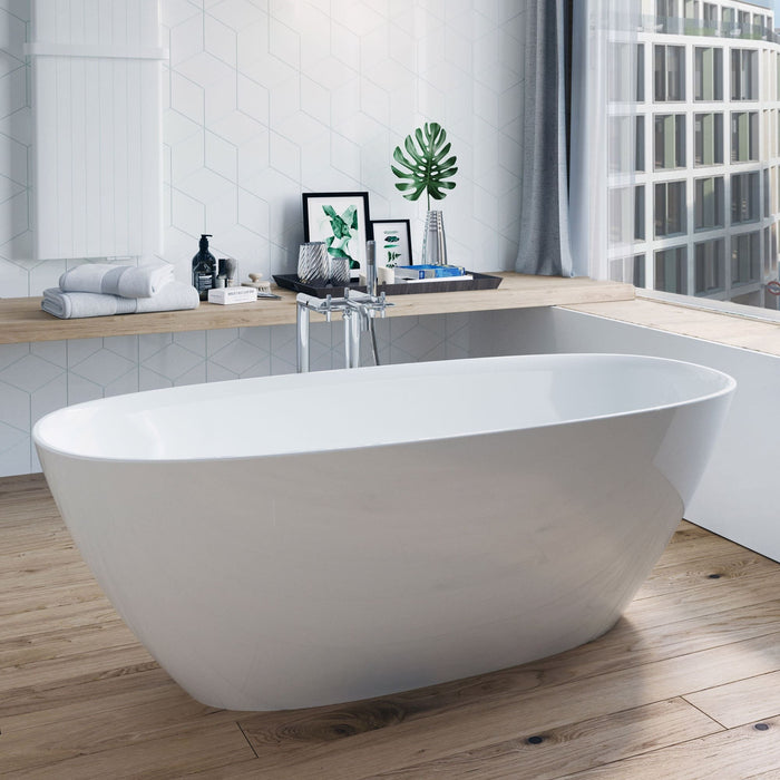 Roca Ariane Oval Stonex Freestanding Bath with Click Clack Waste & Trap - 1650mm x 750mm