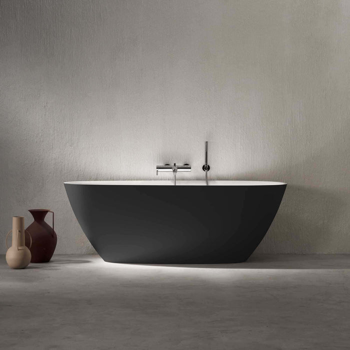 Roca Ariane Oval Stonex Freestanding Bath with Click Clack Waste & Trap - 1650mm x 750mm