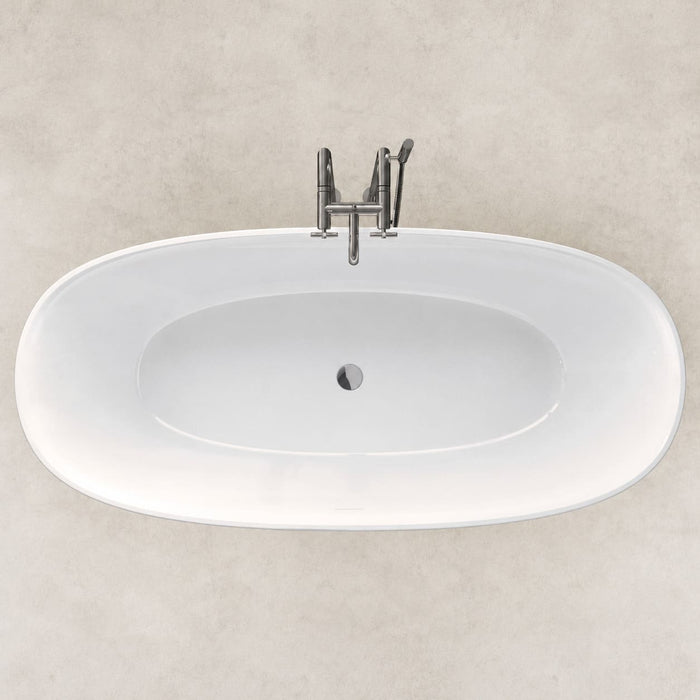 Roca Ariane Oval Stonex Freestanding Bath with Click Clack Waste & Trap - 1650mm x 750mm