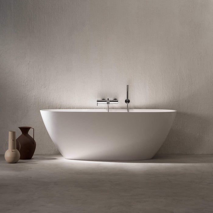 Roca Ariane Oval Stonex Freestanding Bath with Click Clack Waste & Trap - 1650mm x 750mm