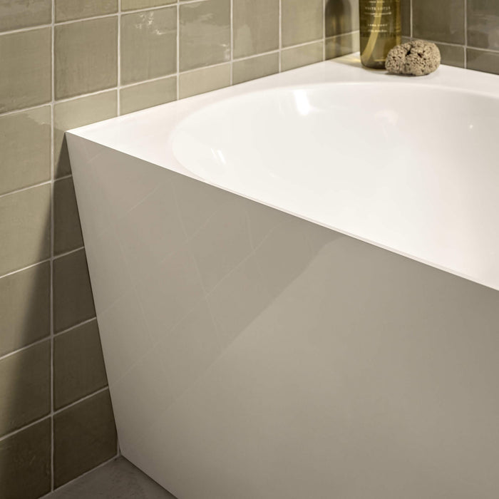 Roca Raina Stonex Corner Bath with Click Clack Waste & Trap - 1700mm x 750mm