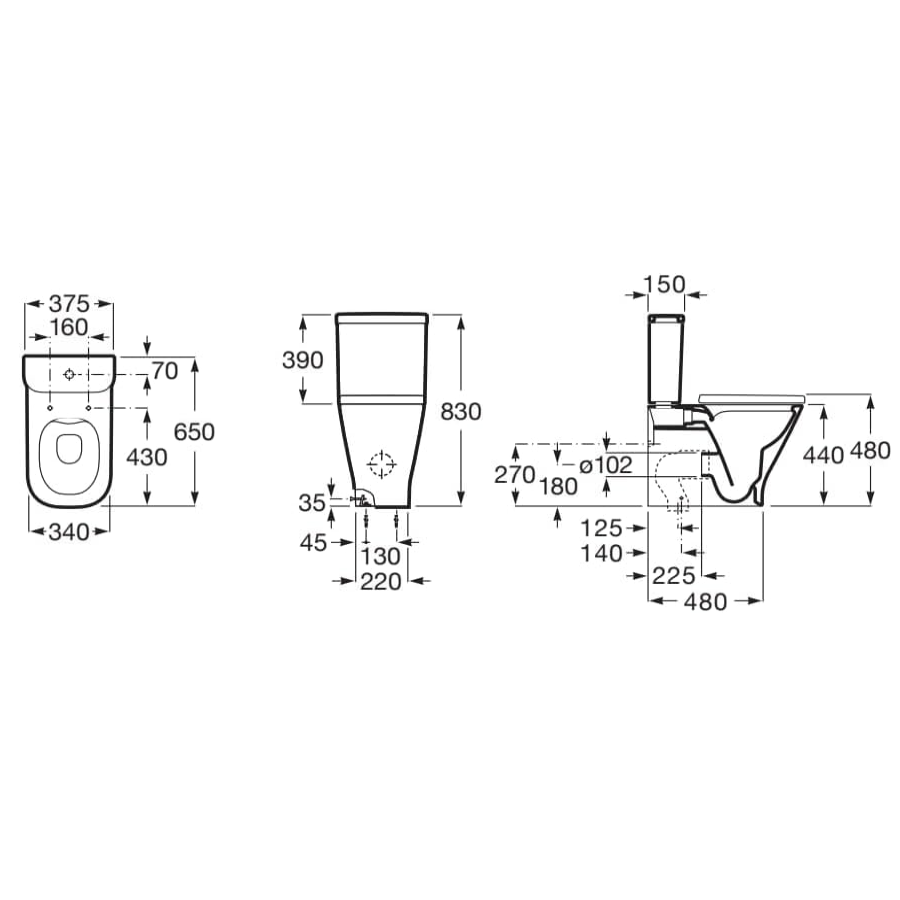 Roca The Gap Comfort Height Rimless Close Coupled Toilet