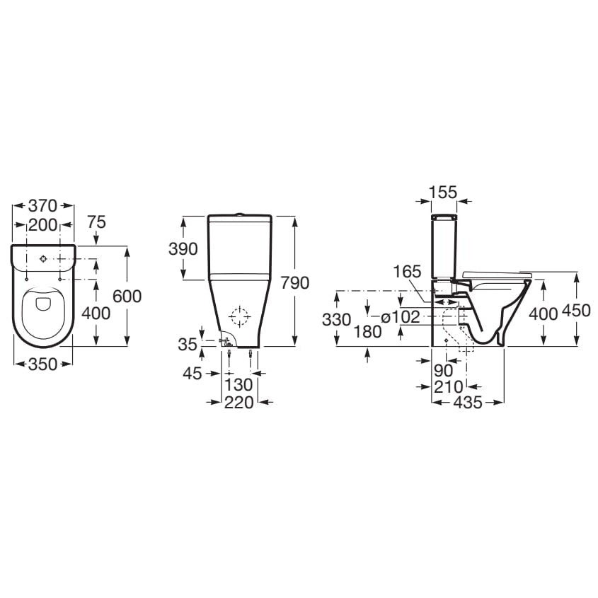 Roca The Gap Rimless Close Coupled Toilet With Cistern