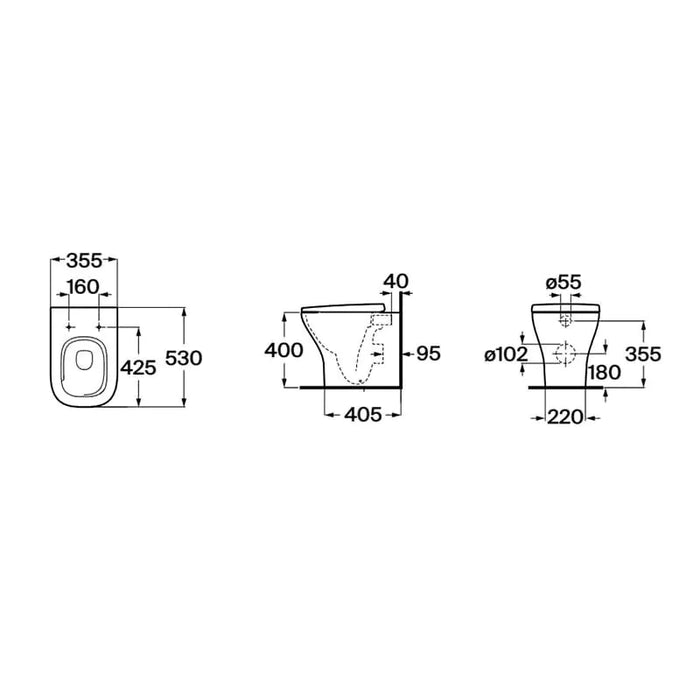 Roca Optica Vortex Rimless Back To Wall Toilet with Soft Close Seat