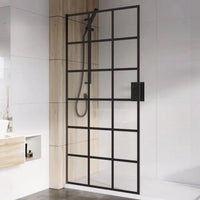 Roman Haven Select Grid Wetroom Panel - Matt Black - 8mm