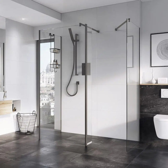 Roman Haven Wetroom Panel - 10mm Glass - Gunmetal / 350mm