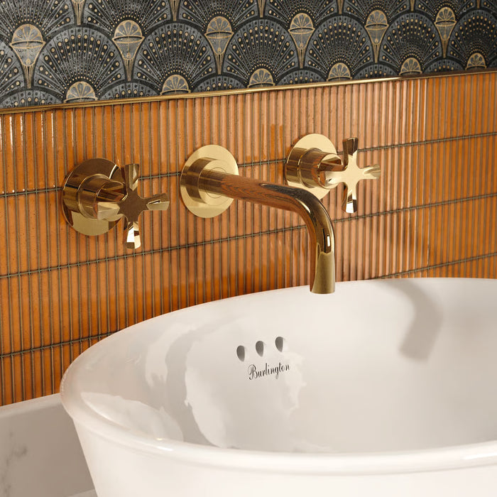 Burlington Riviera 3 Hole Wall Mounted Basin Mixer Tap With Rough