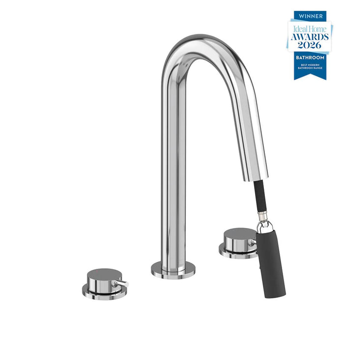 Vado Safari Lever 3 Hole Basin Mixer Tap with Pull-Out Spout