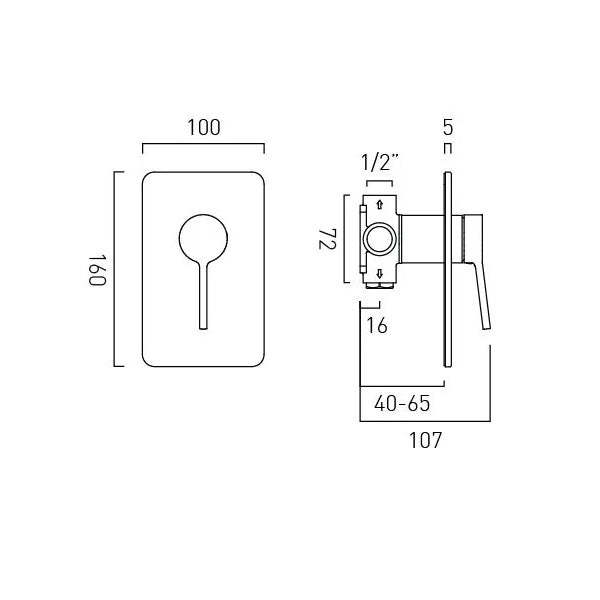Vado Safari Concealed 1 Outlet Manual Shower Valve