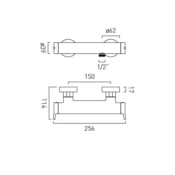 Vado Safari Lever Wall Mounted Exposed Thermostatic Bar Shower Valve