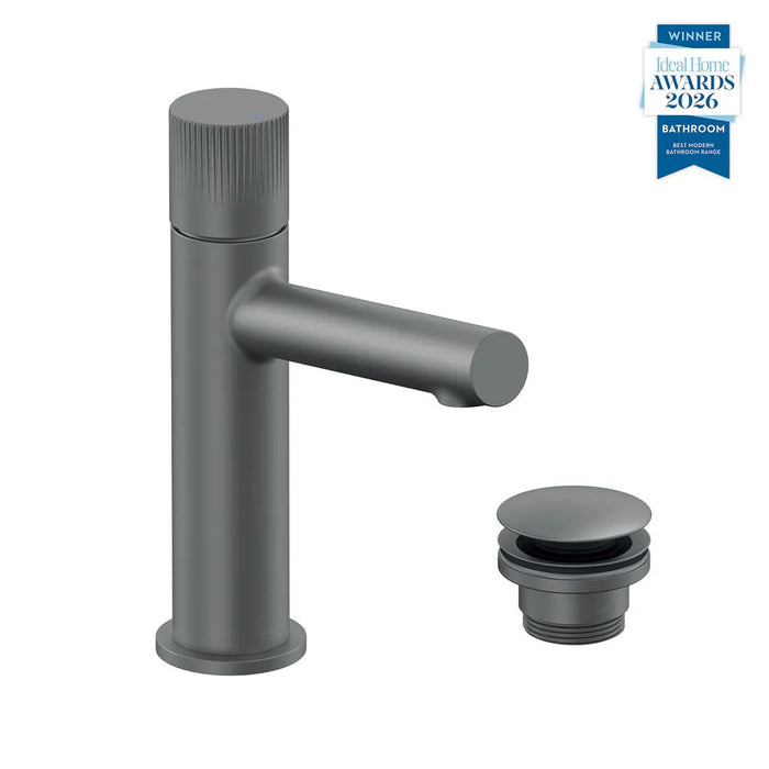 Vado Safari Fluted Leverless Twist-Top Mono Basin Mixer Tap with Universal Waste