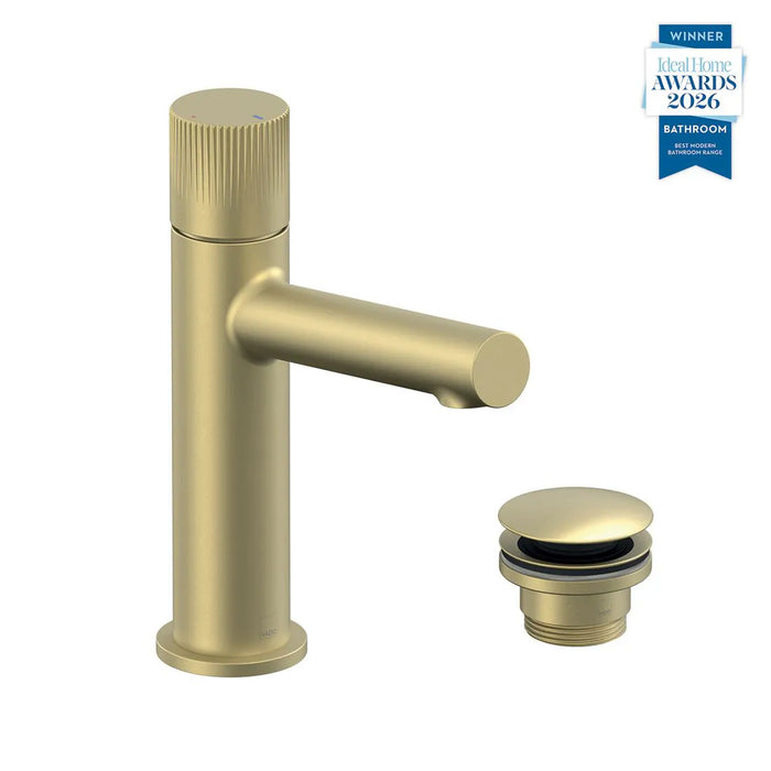 Vado Safari Fluted Leverless Twist-Top Mono Basin Mixer Tap with Universal Waste