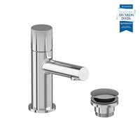 Vado Safari Fluted Leverless Twist-Top Mini Mono Basin Mixer Tap with Universal Waste