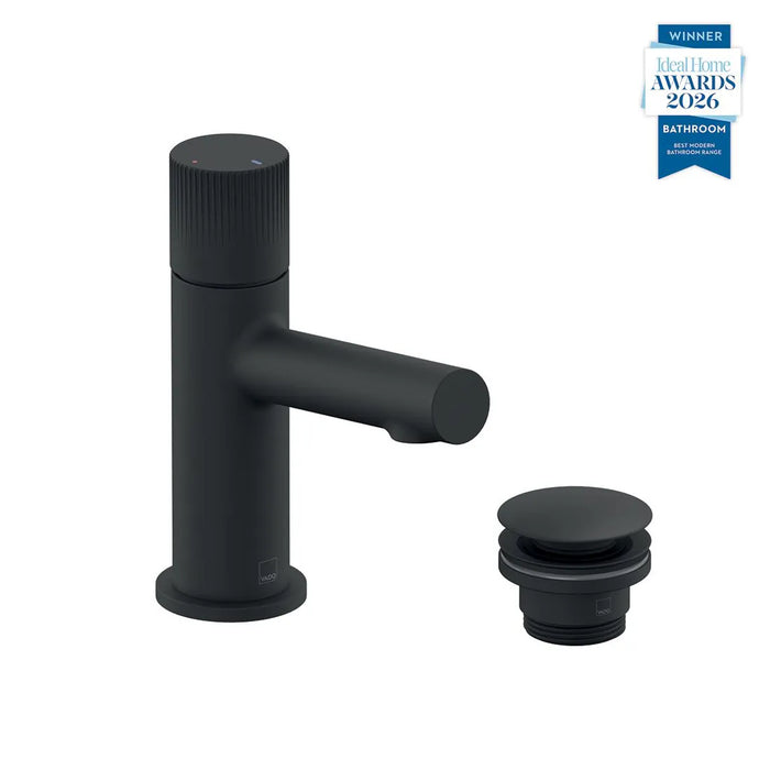 Vado Safari Fluted Leverless Twist-Top Mini Mono Basin Mixer Tap with Universal Waste