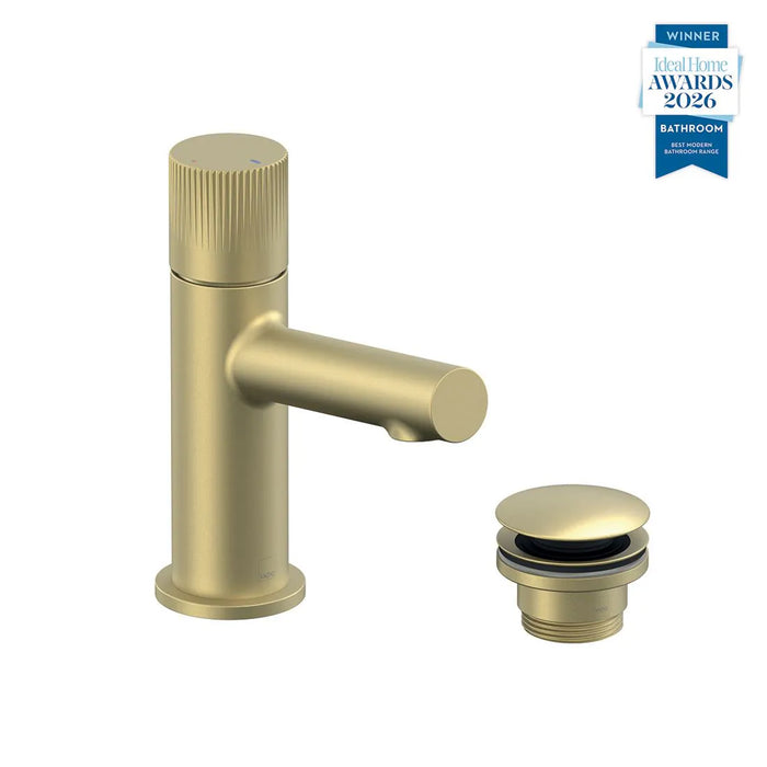 Vado Safari Fluted Leverless Twist-Top Mini Mono Basin Mixer Tap with Universal Waste