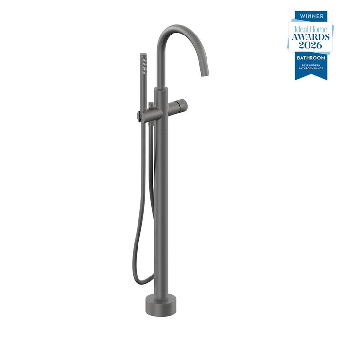 Vado Safari Fluted Leverless Twist-Top Floorstanding Bath Shower Mixer Tap with Shower Kit