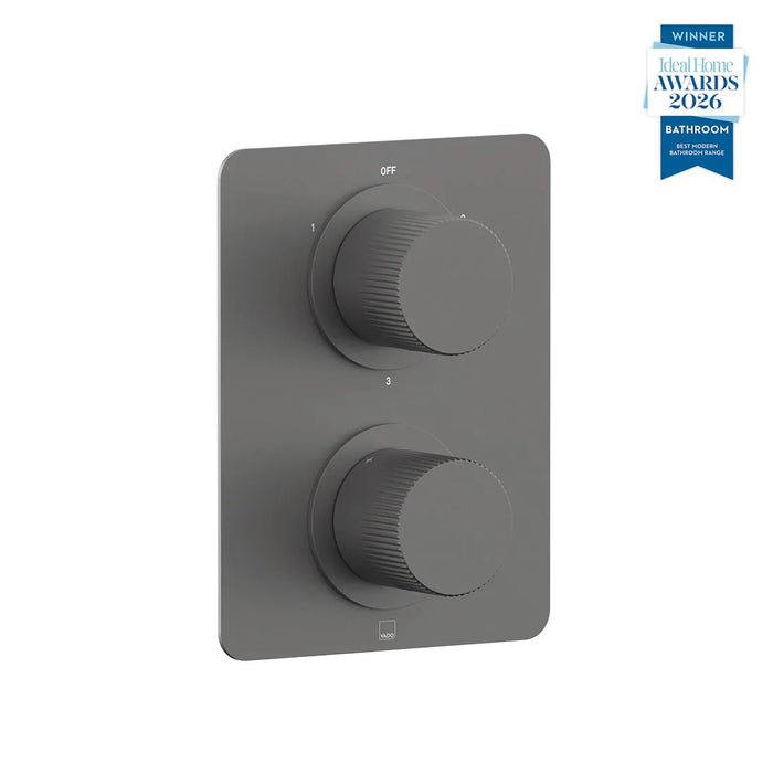 Vado Safari Fluted Leverless Concealed 3 Outlet 2 Handle Thermostatic Shower Valve