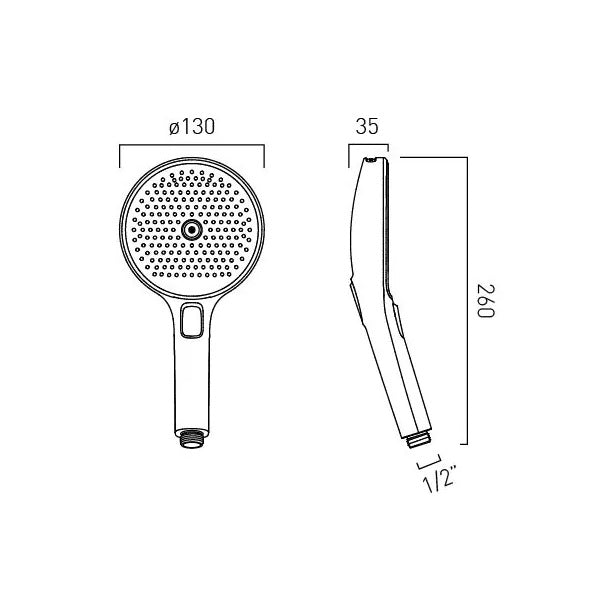 Vado Safari Multi Function Round Shower Handset