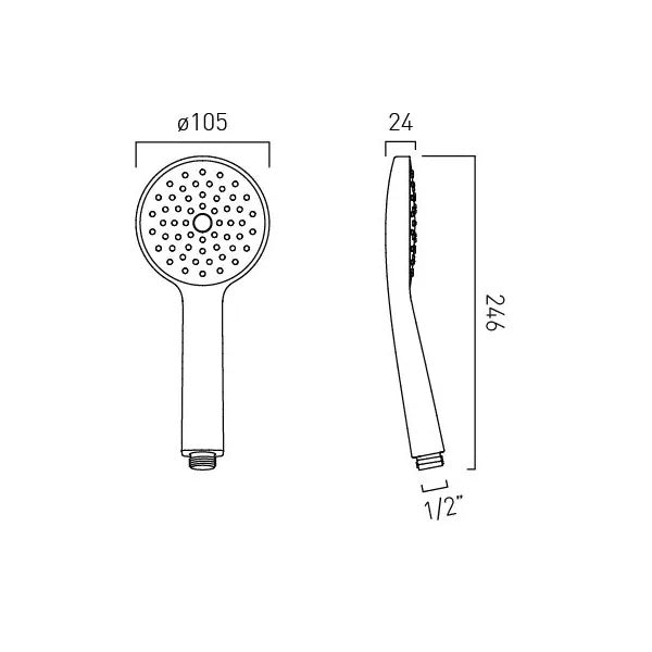 Vado Safari Single Function Round Shower Handset