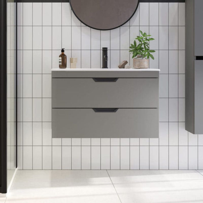 Scudo Aubrey 2 Drawer Wall Hung Vanity Unit with Basin & Pair of Handles