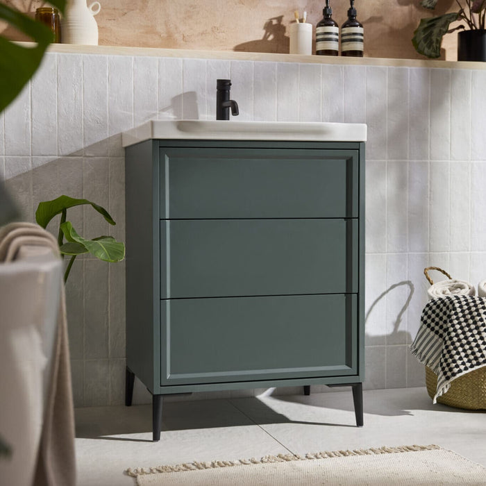 Scudo Bota 3 Drawer Floorstanding Vanity Unit with Leg Set & Basin
