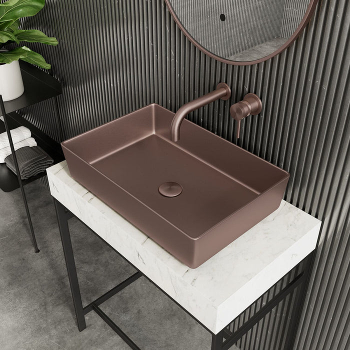 Scudo Core Metal Rectangular Countertop Basin 526mm with Waste