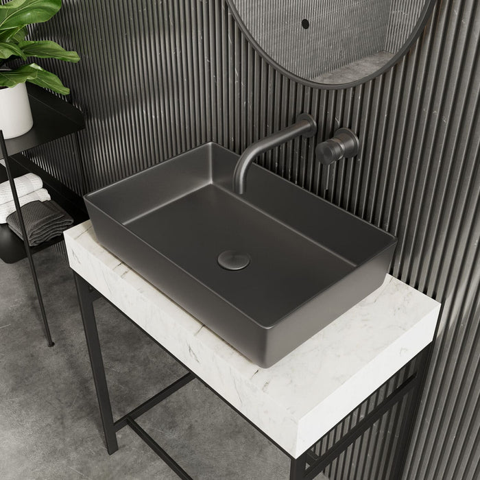 Scudo Core Metal Rectangular Countertop Basin 526mm with Waste