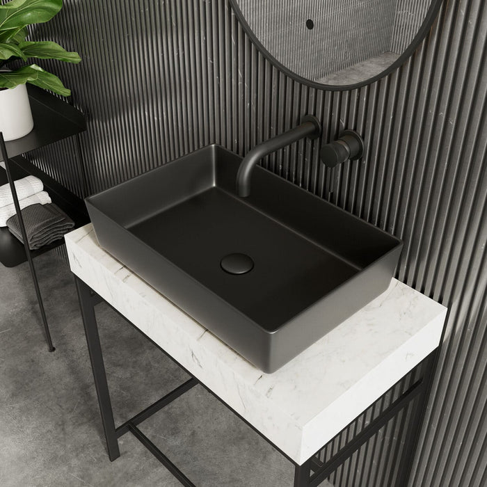 Scudo Core Metal Rectangular Countertop Basin 526mm with Waste