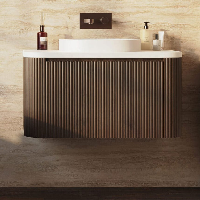 Scudo Linea Curve 1 Drawer Wall Hung Vanity Unit with Integrated Countertop Basin