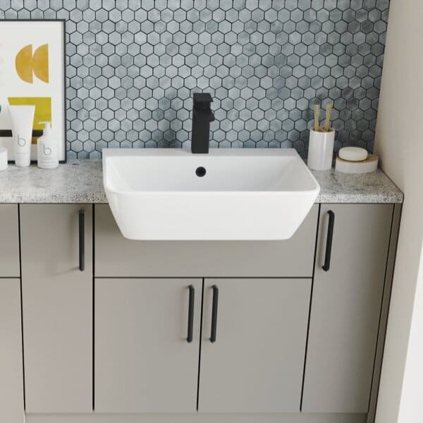 Scudo Lunar Semi Recessed Basin 1 Tap Hole