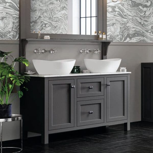 Scudo Montpelier 1200mm 2 Drawer & 2 Door Floorstanding Vanity Unit with Chrome Handles & Marble Countertop