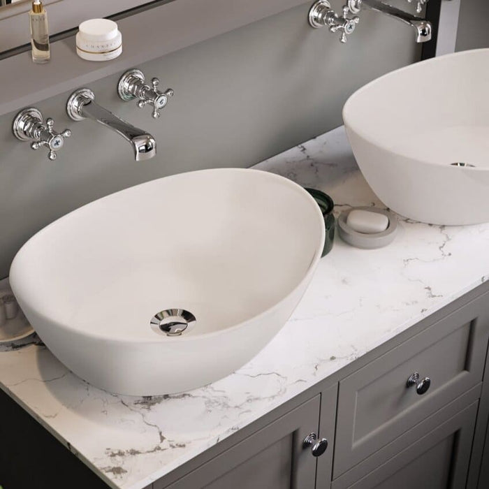 Scudo Montpelier 1200mm 2 Drawer & 2 Door Floorstanding Vanity Unit with Chrome Handles & Marble Countertop