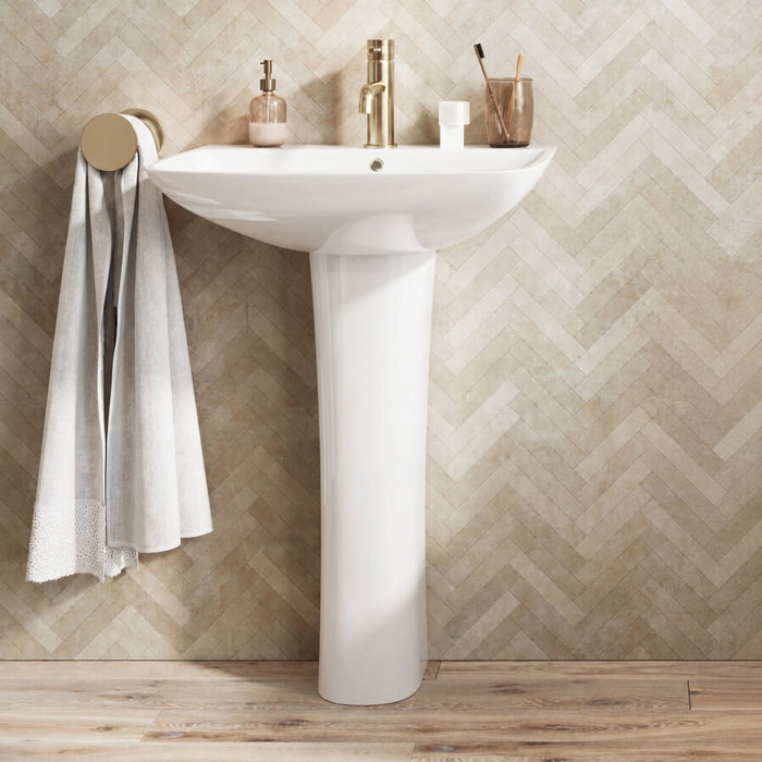 Scudo Porto 550mm Basin with Full Pedestal 1 Tap Hole