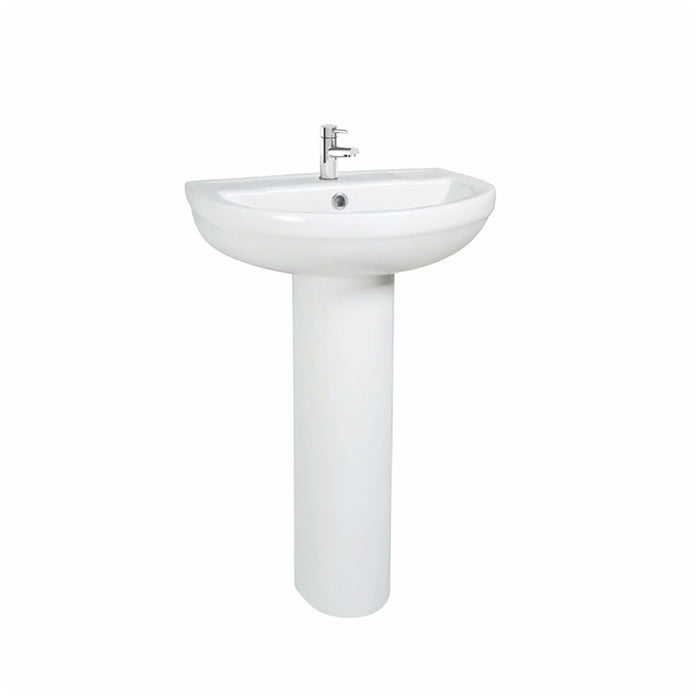 Scudo Spa 500mm Basin with Full Pedestal 1 Tap Hole