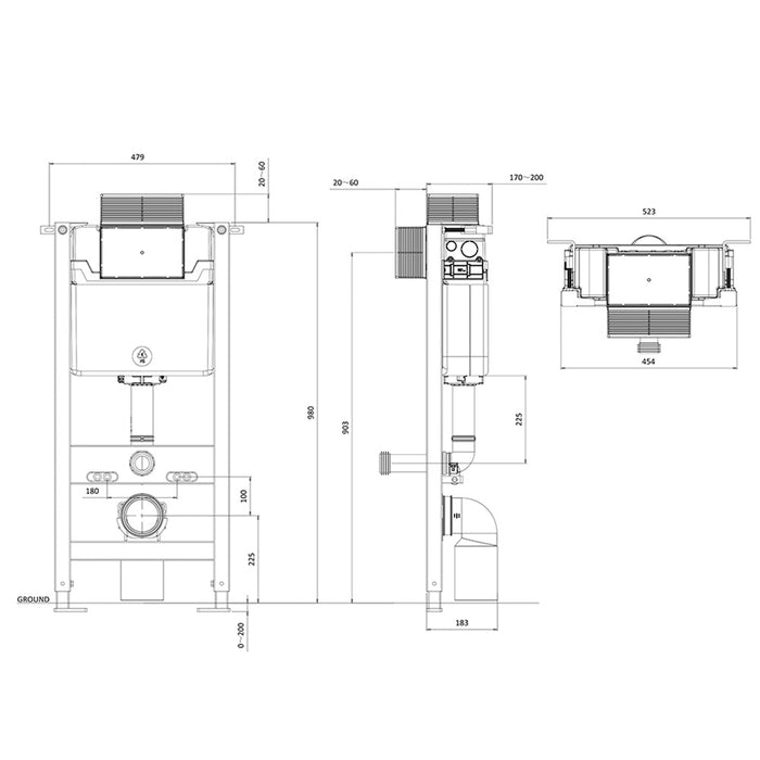 Crosswater Belgravia 980mm Concealed Cistern Toilet Frame Set 2