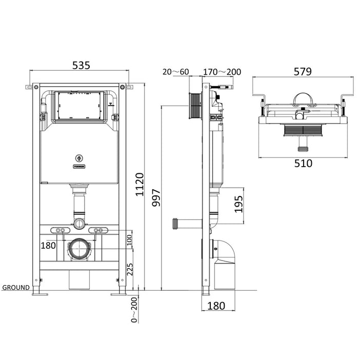 Crosswater Belgravia 1120mm Concealed Cistern Toilet Frame Set 3