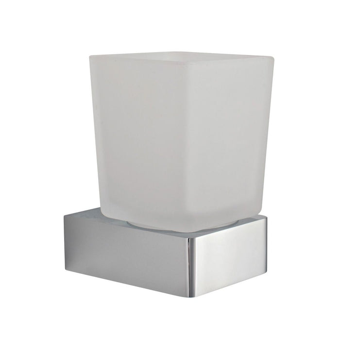 Vado Shama Frosted Glass Tumbler And Holder - Chrome