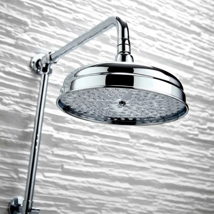 Scudo Traditional Round Rigid Riser Mixer Shower with Fixed Head & Handset - Chrome