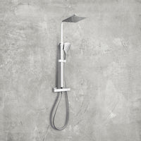 Scudo Heiler Square Thermostatic Cool Touch Rigid Riser Shower Set - Chrome